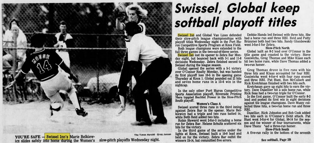 Swissel Inn - Aug 1981 Article On Softball (newer photo)